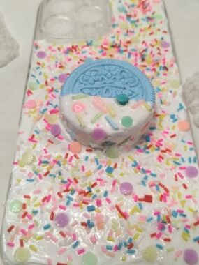 Handmade Sprinkle Phone Case with Blue Cookie Accent